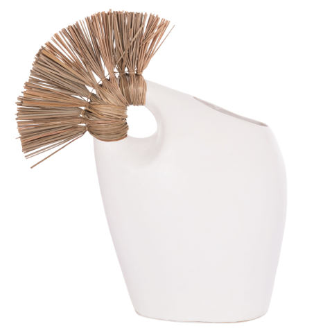 Vaze de podea - TABLE DECORATIVE VASE ALICA2 HM4671.02 TERRACOTA IN BLACK and GRASS--44x18x50Hcm.