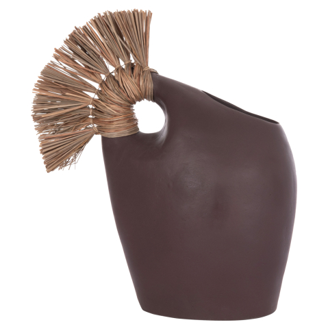 Decoratiuni - TABLE DECORATIVE VASE ALICA2 HM4671.07 TERRACOTA IN CHOCOLATE and GRASS--44x18x50Hcm.