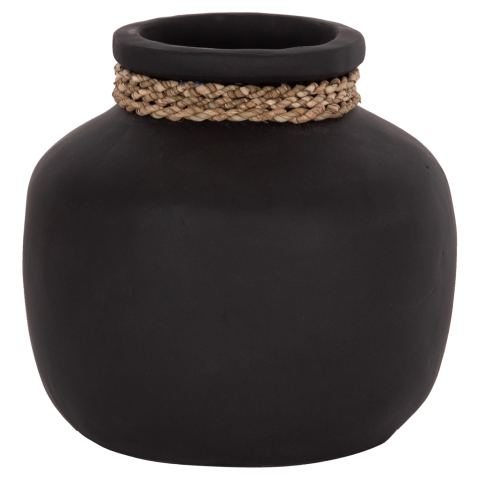 Decoratiuni - TABLE DECORATIVE VASE CAMMER HM4687.01S TERRACOTA IN BLACK--Φ22x20Hcm.