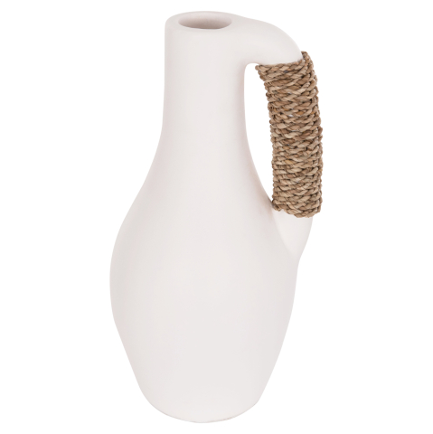 Decoratiuni - TABLE DECORATIVE VASE CAMMER HM4687.02L TERRACOTA IN WHITE--Φ18x39Hcm.