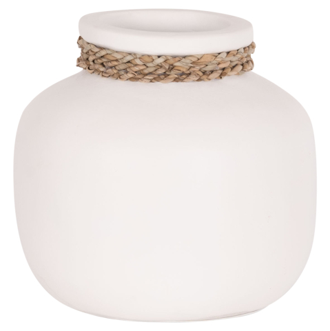 Decoratiuni - TABLE DECORATIVE VASE CAMMER HM4687.02S TERRACOTA IN WHITE--Φ22x20Hcm.