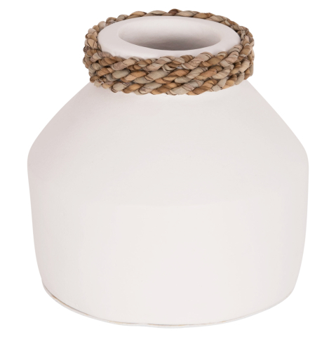 Decoratiuni - TABLE DECORATIVE VASE CAMMER HM4687.02XS TERRACOTA IN WHITE--Φ16x15Hcm.