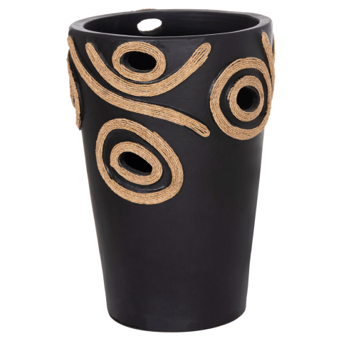 Decoratiuni pentru masa - TABLE DECORATIVE VASE DEAN HM4677.01L TERRACOTA IN BLACK--Φ22x33Hcm.