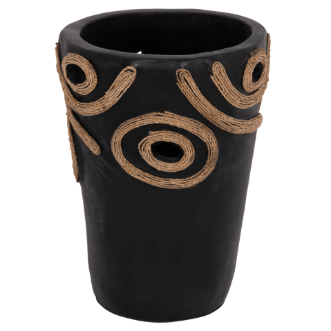 Decoratiuni - TABLE DECORATIVE VASE DEAN HM4677.01S TERRACOTA IN BLACK--Φ19x25Hcm.