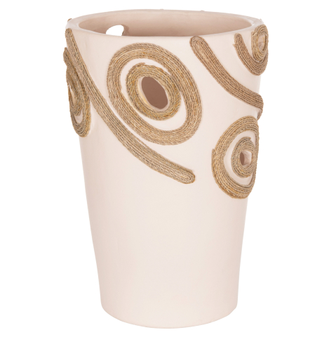 Decoratiuni pentru masa - TABLE DECORATIVE VASE DEAN HM4677.02L TERRACOTA IN CREAM WHITE--Φ22x33Hcm.
