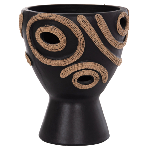 Decoratiuni - TABLE DECORATIVE VASE DEAN HM4678.01 TERRACOTA IN BLACK-Φ25x28Hcm.
