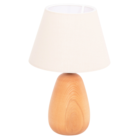 Lampi de birou - TABLE LAMP CONNI HM4710 CREAM WHITE CAP-WOODEN BASE Φ23x34Hcm.