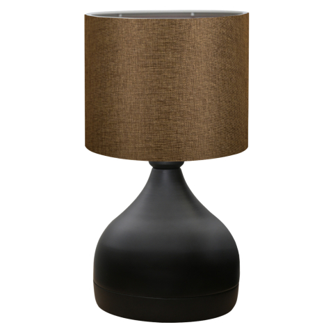 Iluminat - TABLE LAMP HM7593.02 BLACK METAL BODY, BROWN DRUM SHADE FABRIC Φ18,5x45Ηcm.