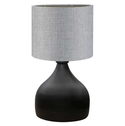 Iluminat - TABLE LAMP HM7593.03 BLACK METAL BODY GREY DRUM SHADE FABRIC Φ18,5x45Ηcm.