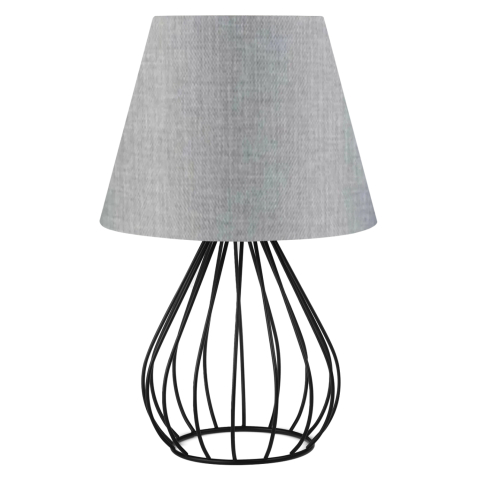 Iluminat - TABLE LAMP HM7604.02 BLACK METAL BODY, LIGHT-GREY CAP FABRIC