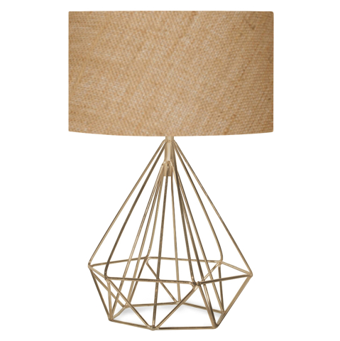 Iluminat - TABLE LAMP HM7606.01 GOLD METAL BODY, SANDY BEIGE DRUM SHADE FABRIC