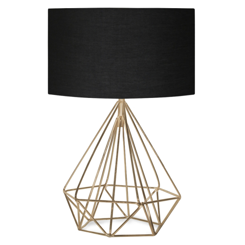 Lampi de birou - TABLE LAMP HM7606.02 GOLD METAL BODY, BLACK DRUM SHADE FABRIC