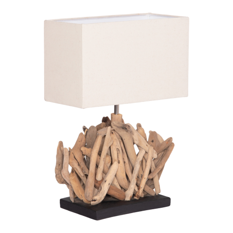 Lampi de birou - TABLE LAMP RECTANGULAR TWIGGY HM4424 DRIFTWOOD and WHITE CAP 35.5x15x47Hcm.