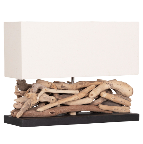 Iluminat - TABLE LAMP RECTANGULAR TWIGGY HM4432 DRIFTWOOD and WHITE CAP 50x16.5x38Hcm.