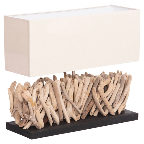 Lampi de birou - TABLE LAMP RECTANGULAR TWIGGY HM4434 DRIFTWOOD and WHITE CAP 56x16.5x43Hcm.