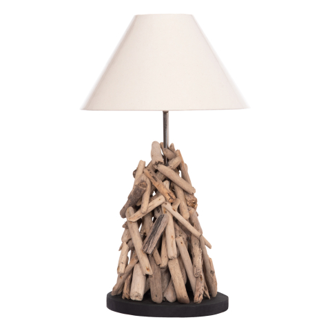 Lampi de birou - TABLE LAMP TWIGGY HM4423 DRIFTWOOD and WHITE CAP Φ35x61Hcm.