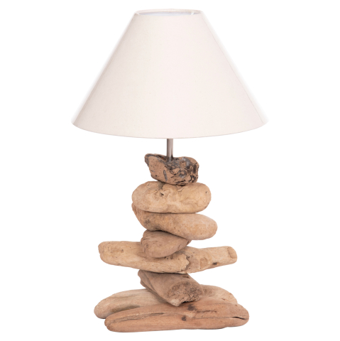 Iluminat - TABLE LAMP TYGO HM4436 DRIFTWOOD and WHITE CAP Φ35x57Hcm.