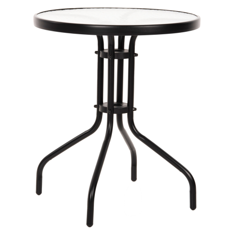 Mese - TABLE LIMA HM5079.03 METAL BLACK WITH TEMPERED GLASS TOP Φ60x68Hcm.