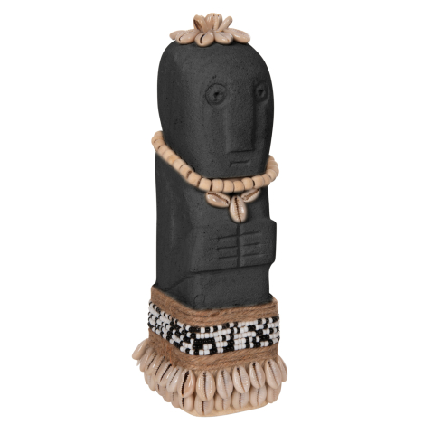 Decoratiuni pentru masa - TABLE STATUETTE SUMBA HM4310 MADE OF BLACK PARAS STONE-BEADS-SEAGRASS ROPE 8x8x21Hcm.