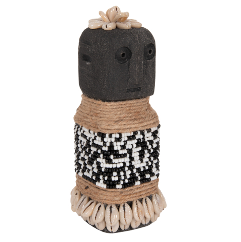 Decoratiuni pentru masa - TABLE STATUETTE SUMBA HM4311 MADE OF BLACK PARAS STONE-BEADS-SEAGRASS ROPE 7x7x17Hcm.