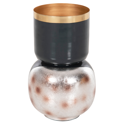 Vaze de podea - TABLE VASE LINGON HM4233.05 METAL IN ANTHRACITE BLUE-BRUSHED SILVER Φ21x37,5Hcm.