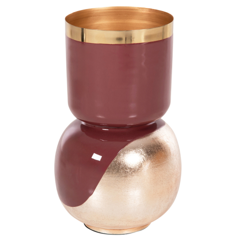 Vaze de podea - TABLE VASE LINGON HM4233.06 METAL IN CHERRY RED-GOLD PEARL Φ21x37,5Hcm.