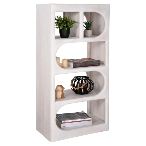Vitrine - TALLBOY HANDYR HM9706 SOLID MANGO WOOD IN WHITE COLOR 60x35x120Hcm.