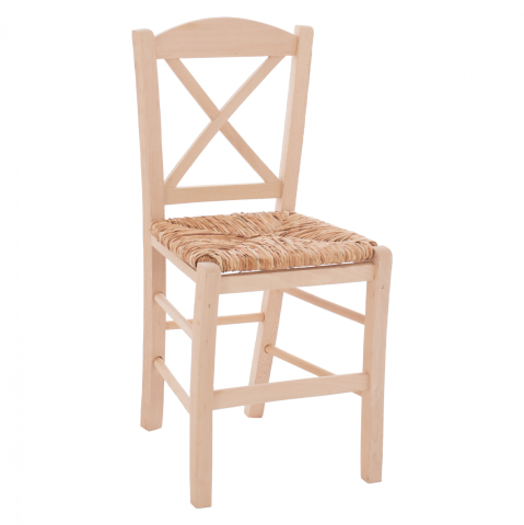 Scaune - Traditional chair with straw crossed unpainted HM10371.02