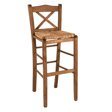 Taburete - Traditional Stool Walnut with straw HM10375.01