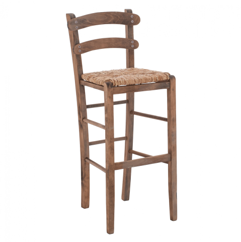 Taburete - Traditional Stool with straw Walnut color HM10372.01