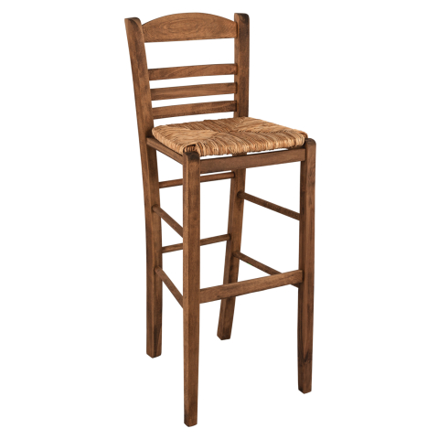 Taburete - Traditional Stool with straw Walnut HM10377.01