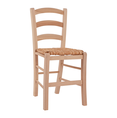 Scaune - Traditional unpainted chair Paros from solid beech wood with straw HM10379.02