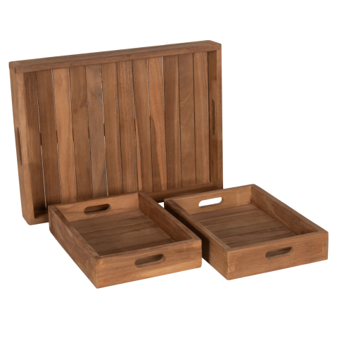 Electrocasnice - TREY SET 3PCS HM7894 TEAK WOOD IN NATURAL COLOR 39x29x7cm.