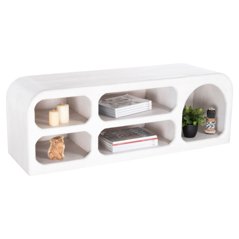 Comode TV - TV CABINET HANDYR HM9704 SOLID MANGO WOOD IN WHITE COLOR 130x40x45Hcm.