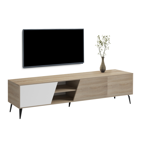 Comode TV - TV FURNITURE CATERRA HM18374.11 MELAMINE SONAMA/WHITE 180Χ35.5Χ48Hcm.