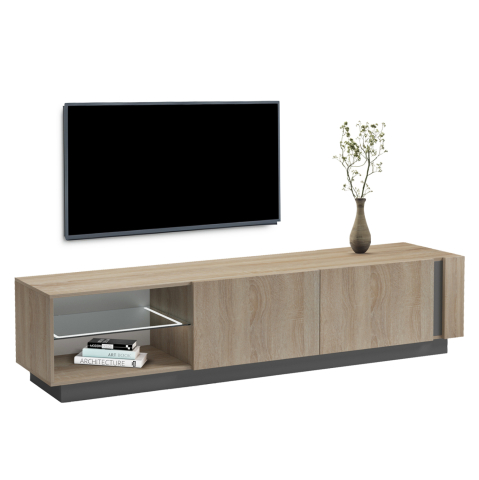 Comode TV - TV FURNITURE NOURISHE HM18373.13 MELAMINE SONAMA-GREY 186Χ35Χ46Hcm.