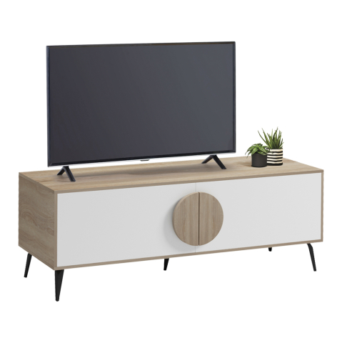 Comode TV - TV FURNITURE SAVORE HM18369.11 MELAMINE IN SONAMA/WHITE 140Χ35.5Χ51Hcm.