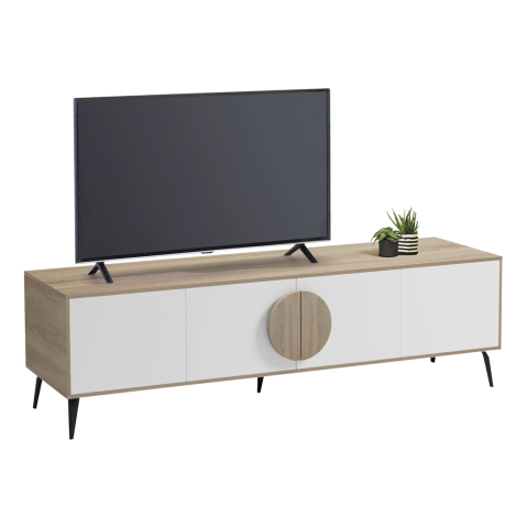 Comode TV - TV FURNITURE SAVORE HM18370.11 MELAMINE SONAMA-WHITE 180Χ35.5Χ51Hcm.