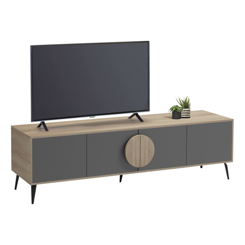 Comode TV - TV FURNITURE SAVORE HM18370.13 MELAMINE SONAMA-GREY 180Χ35.5Χ51Hcm.