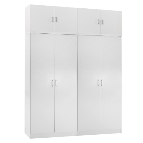 Interior - TWO WARDROBES 2-LEAF WITH LOFTS JENNA HM11350.05 MELAMINE IN WHITE 160x43x240Hcm.