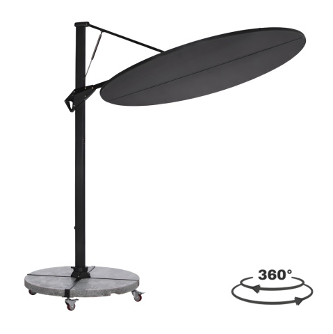 Umbrele - Baze - UMBRELLA WITH GROUND BASE SERIES CANNOPY HM21285.01 ALUMINUM and GRANITE--PENCIL GREY COLOR Φ2.2m