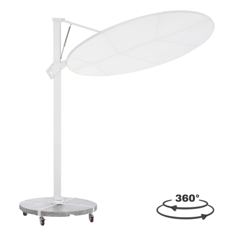 Umbrele - Baze - UMBRELLA WITH GROUND BASE SERIES CANNOPY HM21285.02 ALUMINUM and GRANITE--WHITE COLOR Φ2.2m