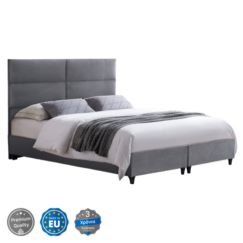 Paturi - VELVET GRAY BED MILO HM616.10 FOR MATTRESS 160x200 cm