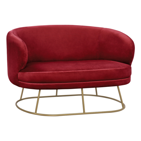Interior - Velvet sofa 2 seater Arien HM8492.06 in red color with gold base 125x80x84 cm
