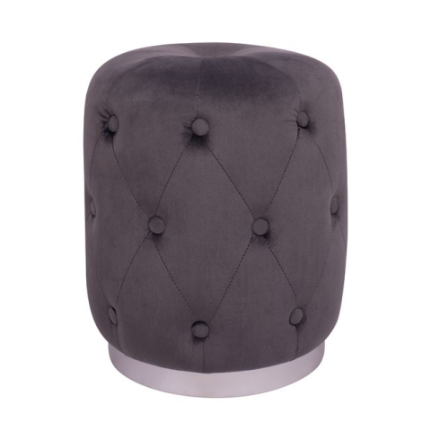Taburete - Velvet stool Torrie HM8405.01 grey with silver base ''37x46cm