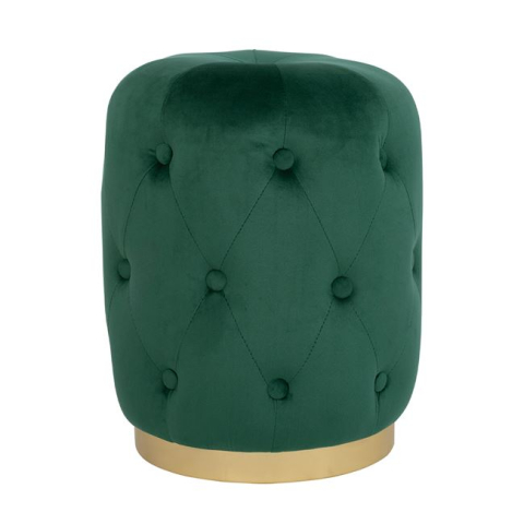 Taburete - Velvet stool Torrie HM8405.03 cypress green color with gold base ''37x46cm
