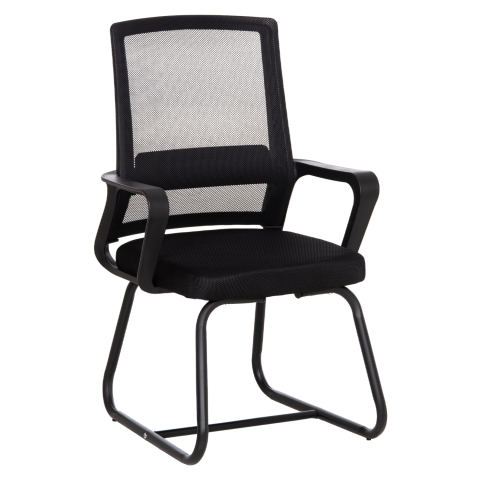 Scaune pentru vizitatori - VISITOR'S CHAIR CASTER HM1228.01 METAL-PP-MESH FABRIC-- BLACK 46x52x94Hcm.