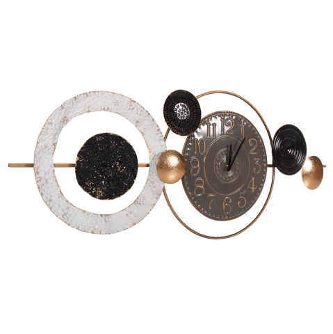 Ceasuri - WALL CLOCK HM4198 METAL IN GREY COLOR WITH BLACK POINTERS and GOLD NUMBERS 117x49Hcm.