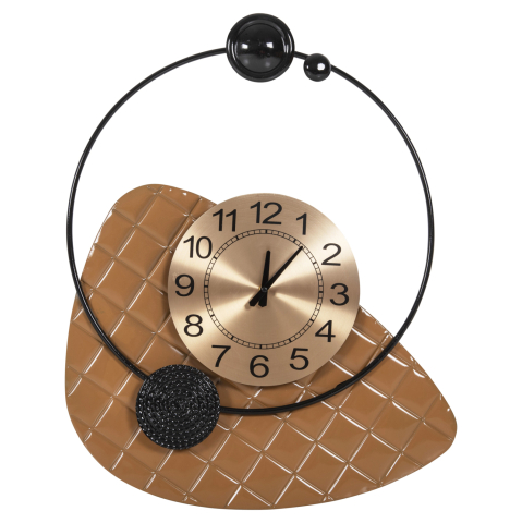 Ceasuri - WALL CLOCK HM4204 METAL IN GOLD WITH BLACK POINTERS 50x63cm.