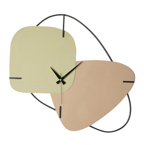 Ceasuri - WALL CLOCK HM4328 METAL IN LIGHT GREEN and LIGHT BROWN 64,5x42,5H cm.